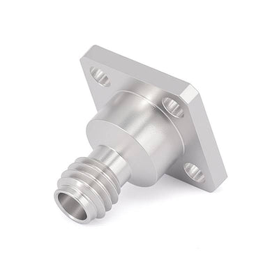 1.0mm Female End Launch Connector | 4 Hole Flange | Hole Spacing 6.35mm | Acceptable Pin Diameter 0.23mm | 110GHz