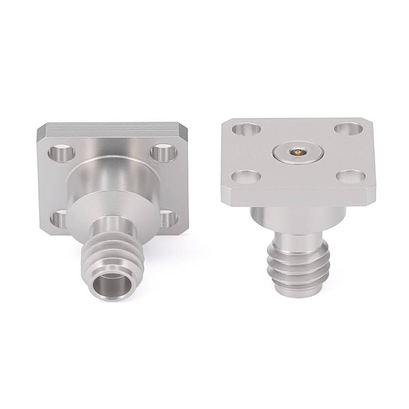 1.0mm Female End Launch Connector | 4 Hole Flange | Hole Spacing 6.35mm | Acceptable Pin Diameter 0.23Hz