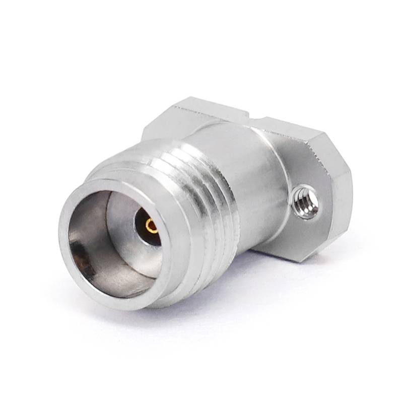 1.85mm Female Solderless PCB Connector with 2 Hole Flange for CPW/Microstrip, DC - 67GHz