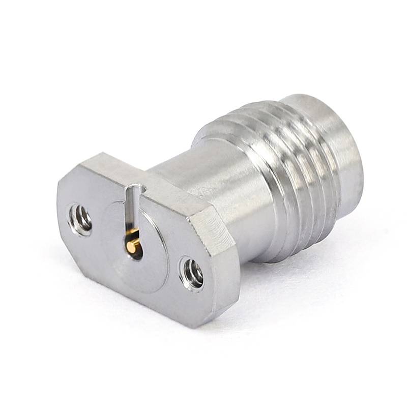 1.85mm Female Solderless PCB Connector with 2 Hole Flange for CPW/Microstrip, DC - 67GHz