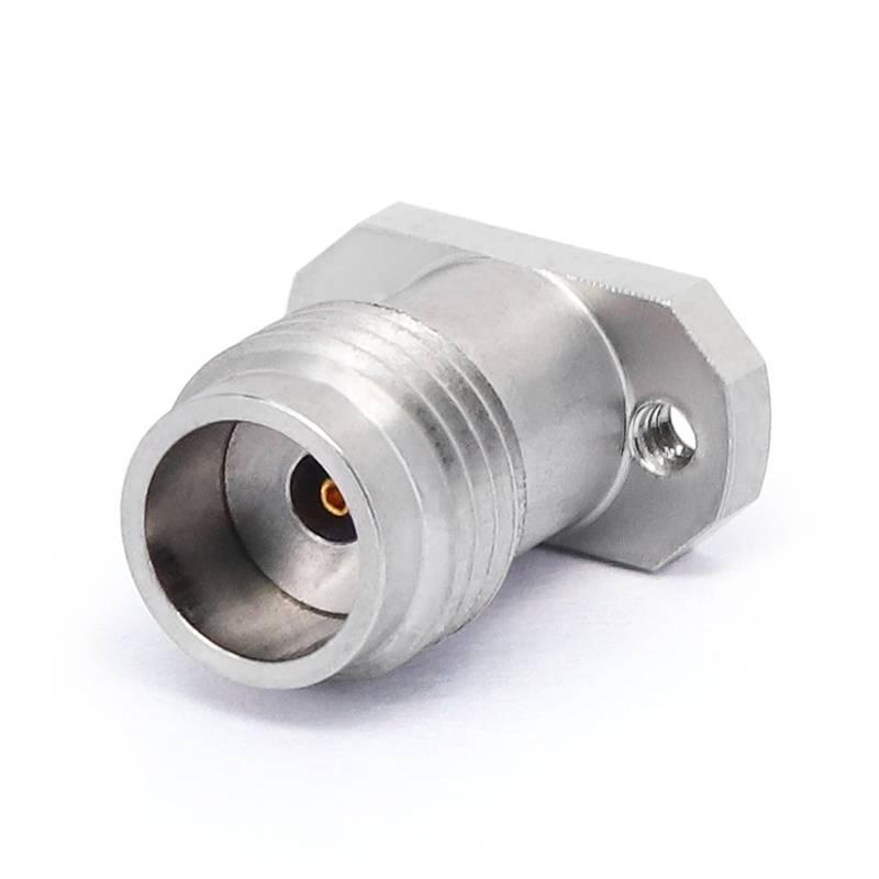 1.85mm Female Solderless PCB Connector with 2 Hole Flange for Stripline, DC - 67GHz