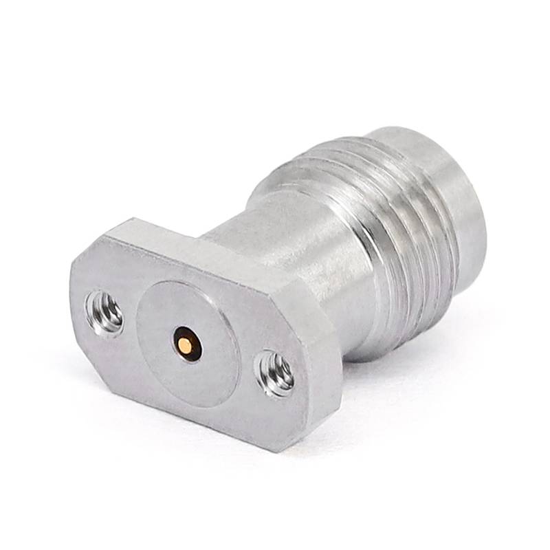 1.85mm Female Solderless PCB Connector with 2 Hole Flange for Stripline, DC - 67GHz