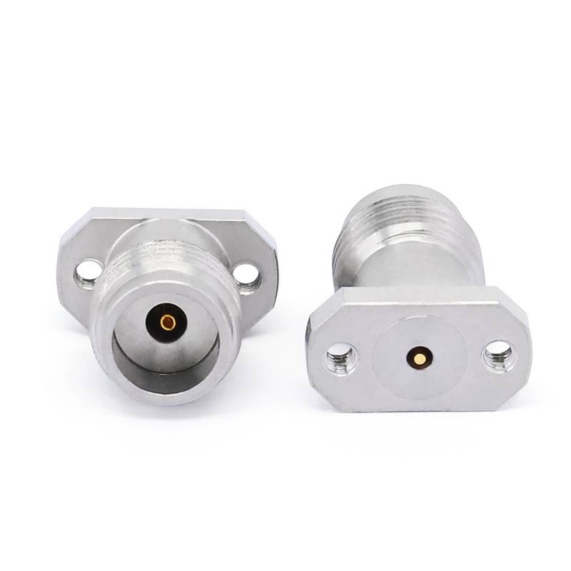 1.85mm Female Solderless PCB Connector with 2 Hole Flange for Stripline, DC - 67GHz