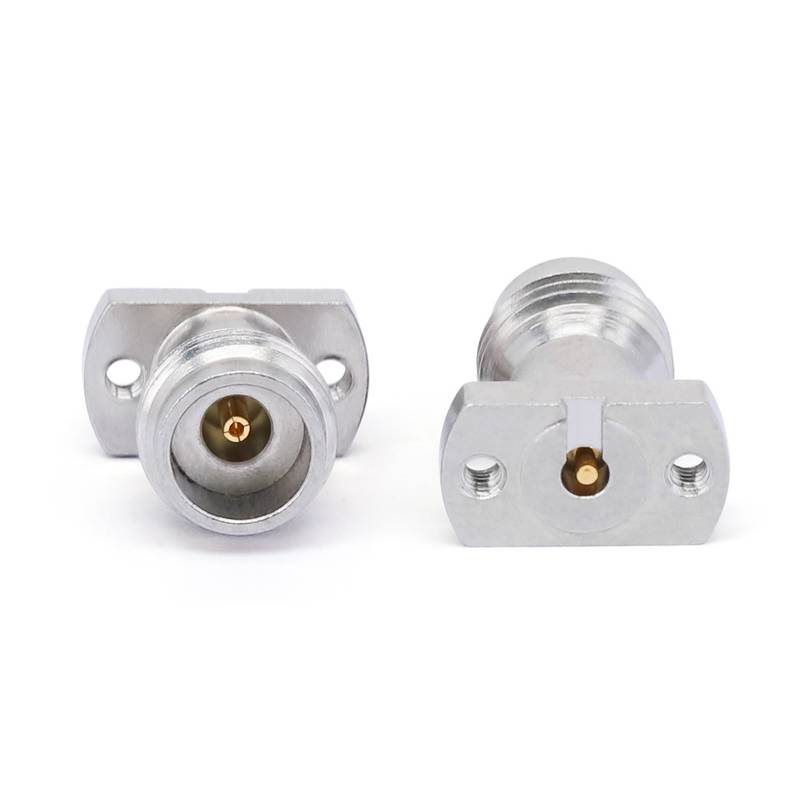 2.4mm Female Solderless PCB Connector with 2 Hole Flange for CPW/Microstrip, DC - 50GHz