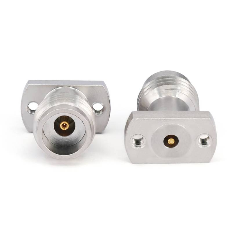 2.4mm Female Solderless PCB Connector with 2 Hole Flange for Stripline, DC - 50GHz