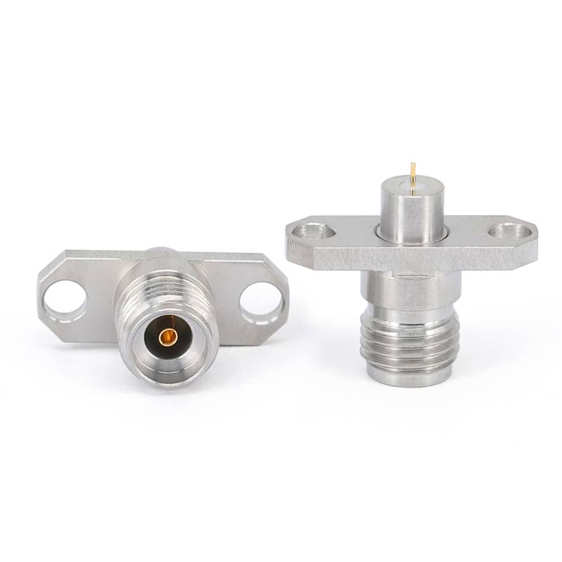 2.92mm Female Connector with 2 Hole Flange, Through-plate Metal Diameter 4mm and Length 3mm, DC - 40GHz