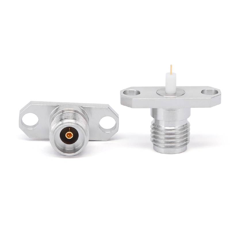 2.92mm Female Connector with 2 Hole Flange, Hole Spacing 12.2mm, Through-plate Metal Diameter 1.67mm and Length 3mm, DC - 40GHz