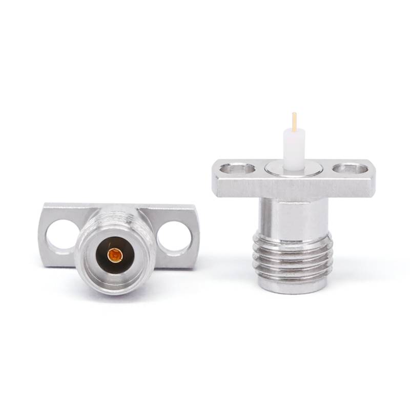 2.92mm Female Connector with 2 Hole Flange, Hole Spacing 8.6mm, Through-plate Metal Diameter 1.67mm and Length 3mm, DC - 40GHz