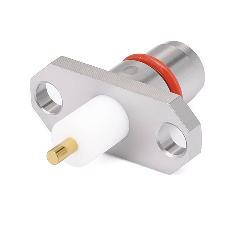 BMA Female Connector with 2 Holes Flange, Hole Spacing 12.2mm, Through-plate PTFE Diameter 4.06mm and Length 5mm, DC - 22GHz