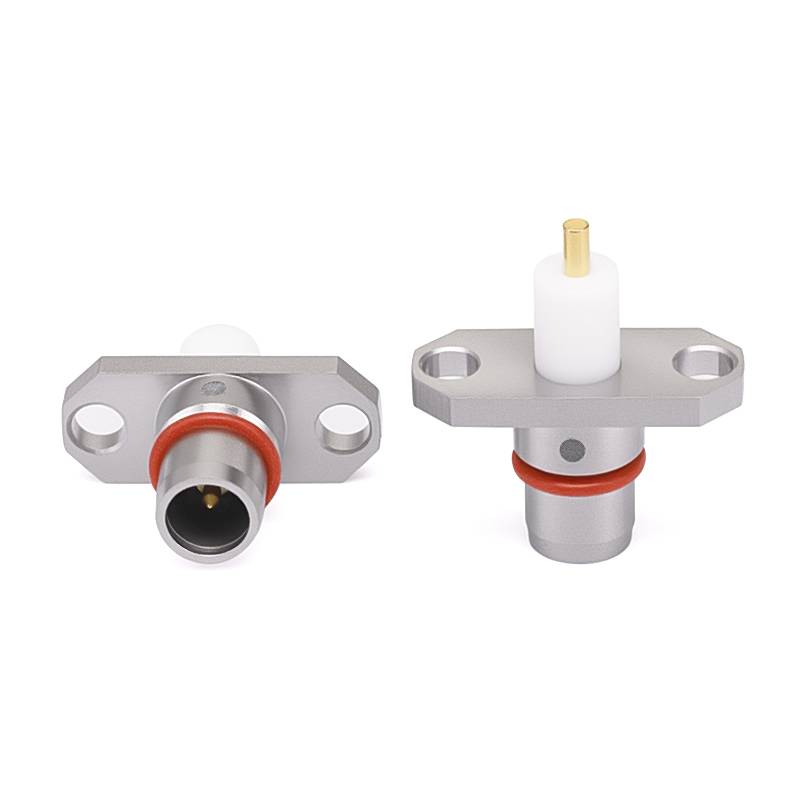 BMA Female Connector with 2 Holes Flange | Hole Spacing 12.2mm | Through-plate PTFE Diameter 4.06mm and Length 5mm | DC - 22GHz