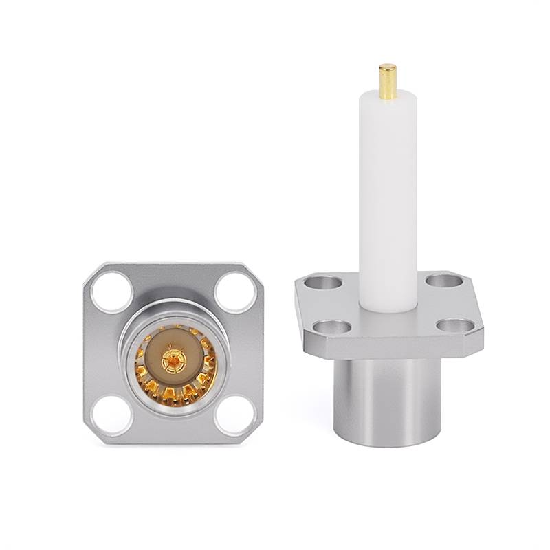 BMA Female Connector with 4 Holes Flange | Hole Spacing 8.64mm | Through-plate PTFE Diameter 4.06mm and Length 15mm | DC - 18GHz