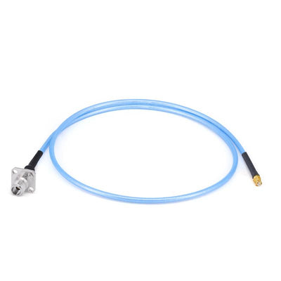 2.4mm 4 Hole Flange Female to GPO(SMP) Female Cable Assembly | 086" Semi-Flexible Coax Cable with FEP Jacket | DC - 40GHz