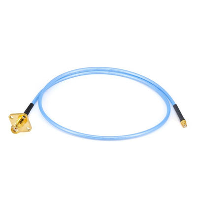 SMA 4 Hole Flange Female to GPO(SMP) Female Cable Assembly | 086" Semi-Flexible Coax Cable with FEP Jacket | DC - 18GHz