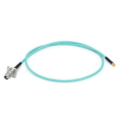 2.4mm 4 Hole Flange Female to GPO(SMP) Female Cable Assembly | RG-405SS Flexible Coax Cable | DC - 50GHz