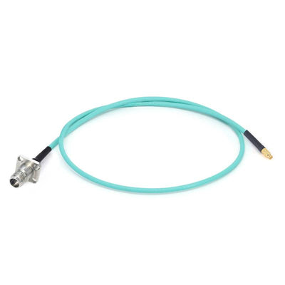 2.4mm 4 Hole Flange Female to GPPO(Mini-SMP) Female Cable Assembly | RG-405SS Flexible Coax Cable | DC - 50GHz