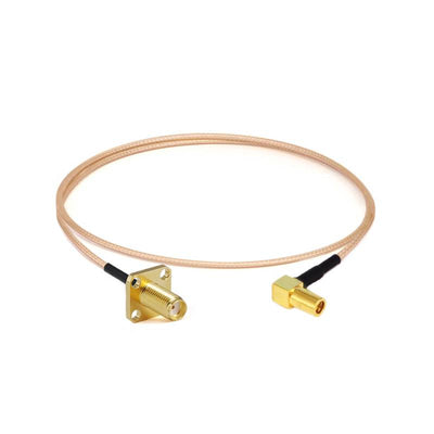 SMA 4 Hole Flange Female to SSMB Right Angle Female Cable Assembly | RG178 Flexible Coax Cable | DC - 3GHz