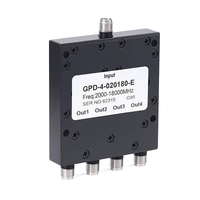 4-Way SMA Power Divider From 2 GHz to 18 GHz Rated at 20 Watts