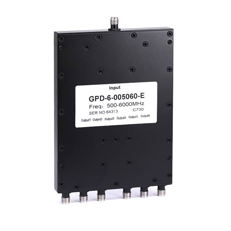 6-Way SMA Power Divider From 0.5 GHz to 6 GHz Rated at 30 Watts