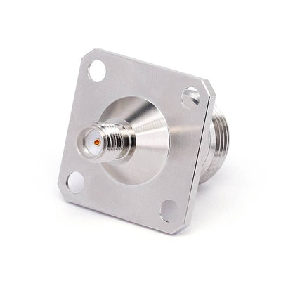 N Female to SMA Female 4 Hole Flange Straight Adapter | DC to 12.7GHz