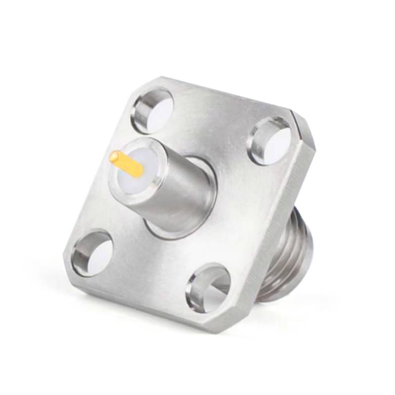 SMA Female Connector Solder Attachment 4 Hole Flange Mount Stub Terminal, DC - 26.5GHz