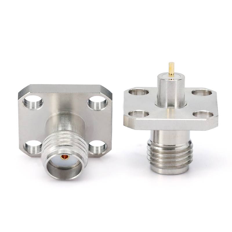 SMA Female Connector Solder Attachment 4 Hole Flange Mount Stub Terminal, DC - 26.5GHz