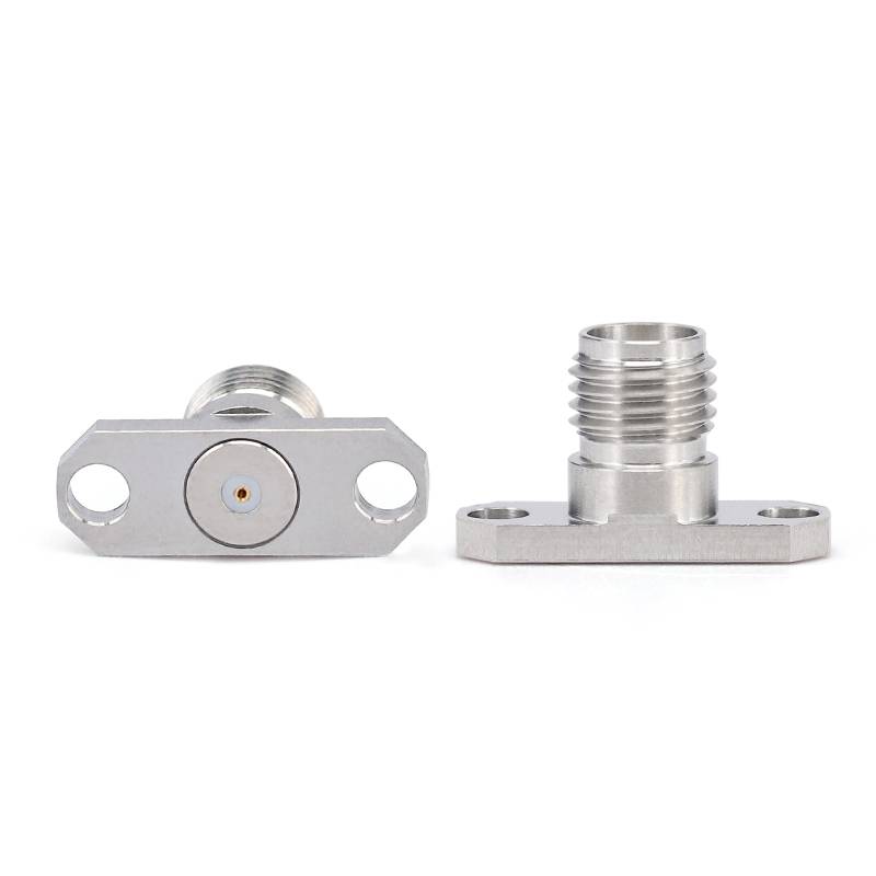 SMA Female Connector Field Replaceable with 2 Hole Flange, Hole Spacing 12.2mm, Acceptable Pin Diameter 0.51mm, DC -26.5GHz