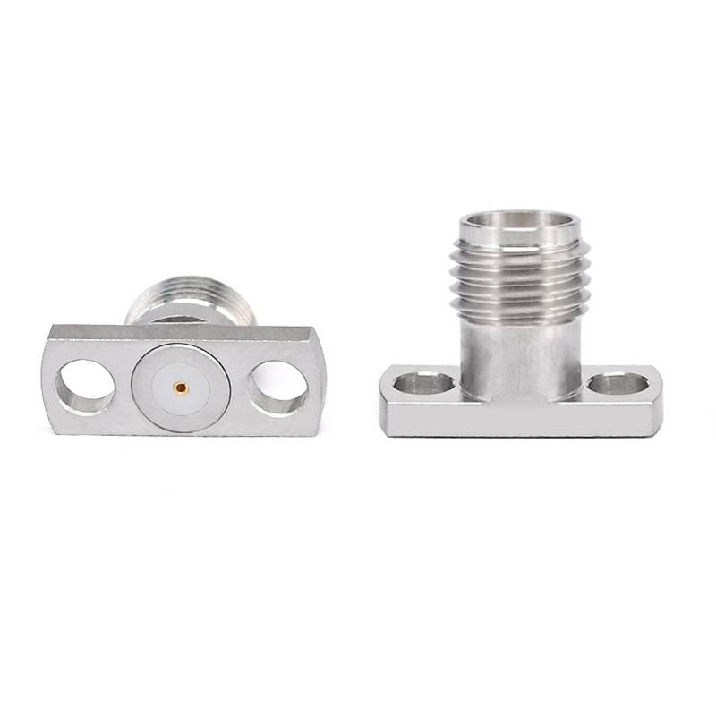 SMA Female Connector Field Replaceable with 2 Hole Flange, Hole Spacing 8.6mm, Acceptable Pin Diameter 0.30mm, DC -26.5GHz