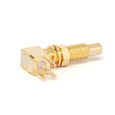 SSMC Male Bulkhead Mount Connector for PCB with Right Angle | DC - 6GHz