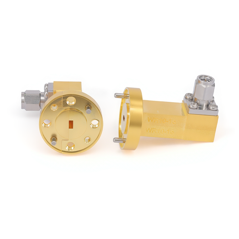 WR-10 to 1.0mm Male Right Angle Waveguide to Coax Adapter with FUGP900 Flange | 73.8-112GHz