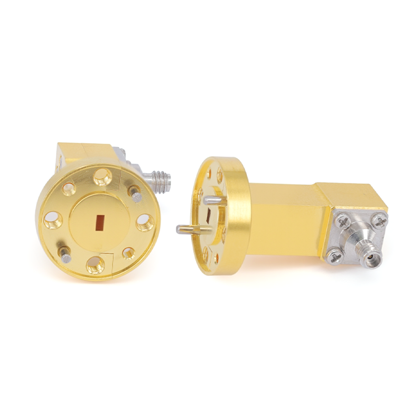WR-10 to 1.0mm Female Right Angle Waveguide to Coax Adapter with FUGP900 Flange | 73.8-112GHz
