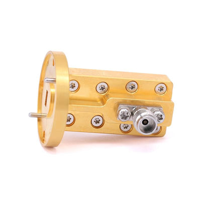 WR-19 to 1.85mm Female Right Angle Waveguide to Coax Adapter with UG-383/U Flange | 39.2 - 59.6GHz
