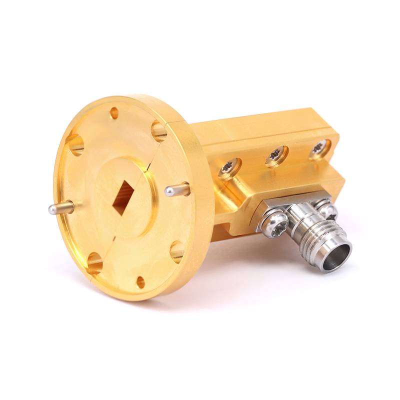 WR-19 to 1.85mm Female Right Angle Waveguide to Coax Adapters with UG-383/U Flange, 39.2 - 59.6GHz
