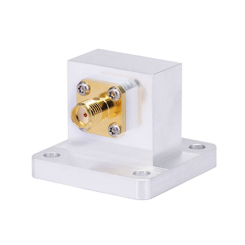 WR-62 to SMA Female Right Angle Waveguide to Coax Adapters with UBR140 Flange, 11.9 - 18GHz
