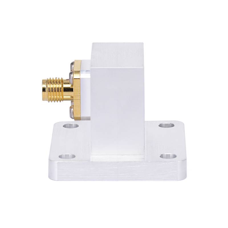 WR-62 to SMA Female Right Angle Waveguide to Coax Adapters with UBR140 Flange, 11.9 - 18GHz