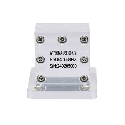 WR-75 to SMA Female Right Angle Waveguide to Coax Adapter with UBR120 Flange | 9.84 - 15GHz