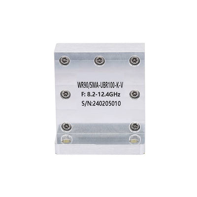 WR-90 to SMA Female Right Angle Waveguide to Coax Adapter with UBR100 Flange | 8.2 - 12.4GHz