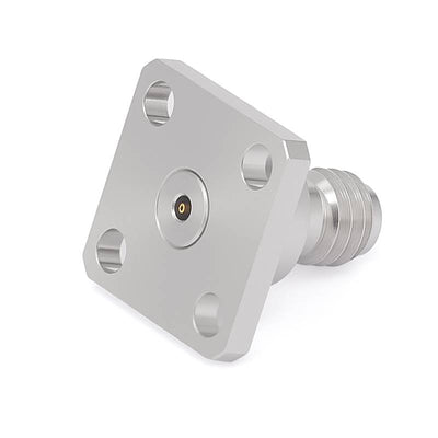 1.0mm Female End Launch Connector | 4 Hole Flange | Hole Spacing 6.35mm | Acceptable Pin Diameter 0.23Hz