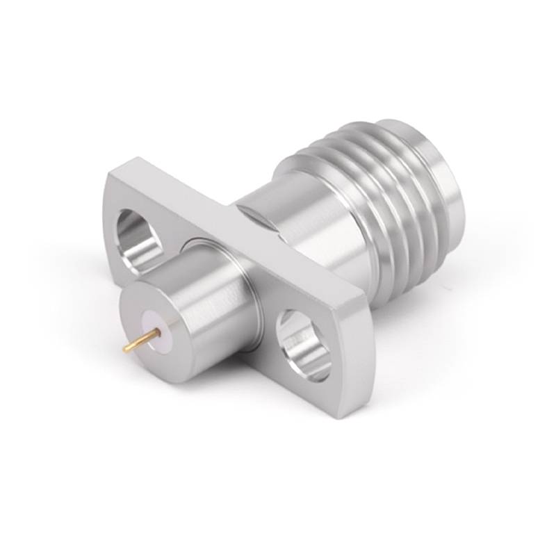 2.92mm Female Connector with 2 Hole Flange | Hole Spacing 8.6mm | Through-plate Metal Diameter 4mm and Length 3mm | DC - 40GHz