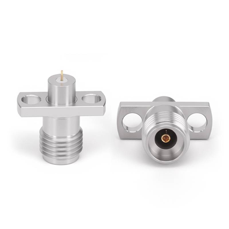 2.92mm Female Connector with 2 Hole Flange | Hole Spacing 8.6mm | Through-plate Metal Diameter 4mm and Length 3mm | DC - 40GHz