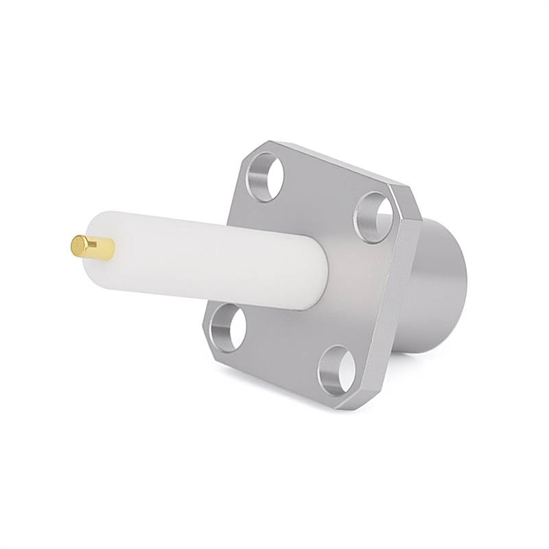 BMA Female Connector with 4 Holes Flange | Hole Spacing 8.64mm | Through-plate PTFE Diameter 4.06mm and Length 15mm | DC - 18GHz