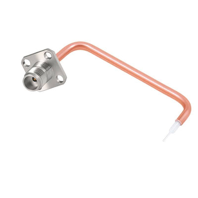 1.85mm 4-Hole Flange Female Connector to Trimmed Lead, 8.6mm Hole Spacing, Using .086” Semi-Rigid Coaxial Cable, DC to 67GHz