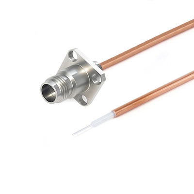 2.4mm 4-Hole Flange Female Connector to Trimmed Lead, 8.6mm Hole Spacing, Using .86 Semi-rigid Cable, DC to 50GHz