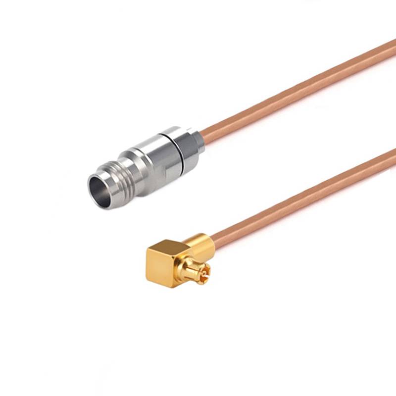 2.4mm Female to GPPO (mini-SMP) Right Angle Female Cable Assembly | .086" Semi-Rigid GUT-085 (Copper) Coax Cable  | DC - 40GHz