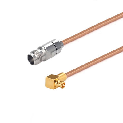 2.4mm Female to GPPO (mini-SMP) Right Angle Female Cable Assembly | .086" Semi-Rigid GUT-085 (Copper) Coax Cable  | DC - 40GHz