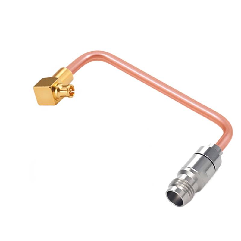2.4mm Female to GPPO (mini-SMP) Right Angle Female Cable Assembly | .086" Semi-Rigid GUT-085 (Copper) Coax Cable  | DC - 40GHz