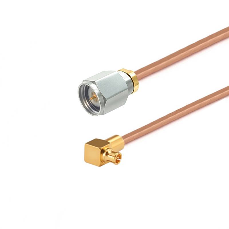 2.4mm Male to GPPO (mini-SMP) Right Angle Female Cable Assembly | .086" Semi-Rigid GUT-085 (Copper) Coax Cable  | DC - 40GHz