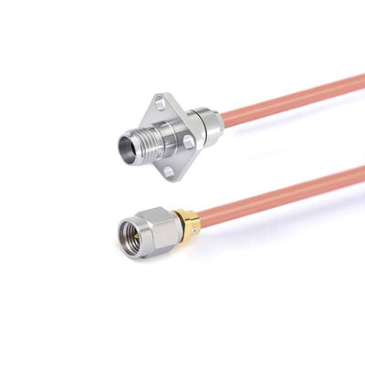 2.92mm Male to 2.92mm 4 Hole Flange Female Cable Assembly | .086" Semi-Rigid GUT-085 (Copper) Coax Cable | DC - 40GHz