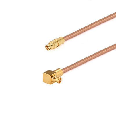 GPPO (mini-SMP) Female to GPPO (mini-SMP) Right Angle Female Cable Assembly | .086" Semi-Rigid GUT-085 (Copper) Coax Cable  | DC - 40GHz