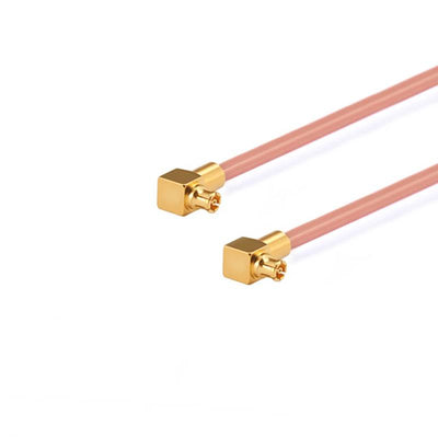 GPPO (mini-SMP) Right Angle Female to GPPO (mini-SMP) Right Angle Female Cable Assembly | .086" Semi-Rigid GUT-085 (Copper) Coax Cable  | DC - 40GHz