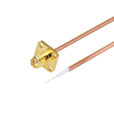 SMA 4-Hole Flange Female Connector to Trimmed Lead, 12.7mm Hole Spacing,Using .86 Semi-rigid Cable, DC to 18GHz